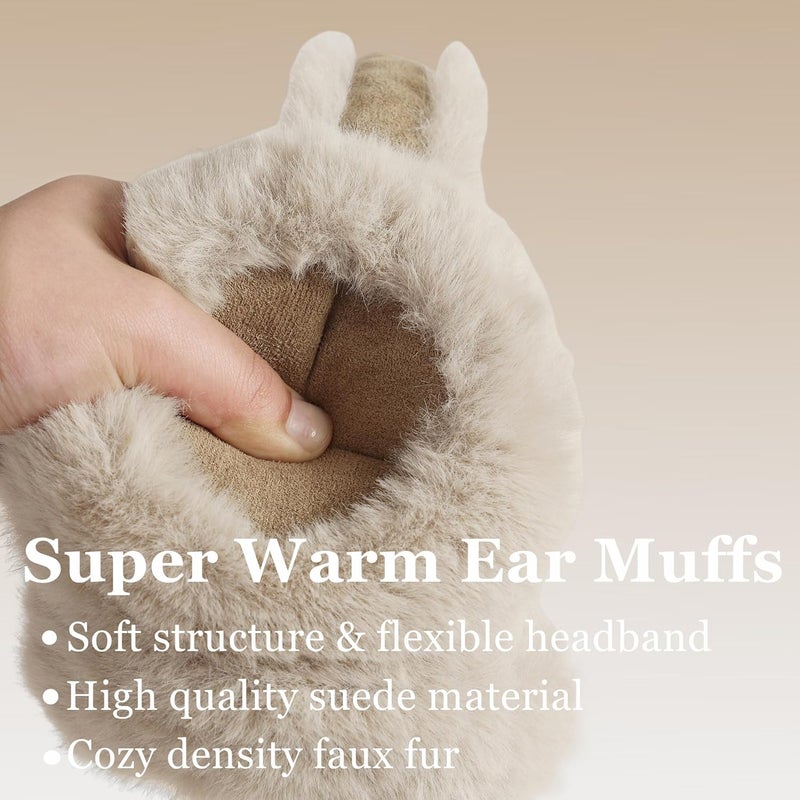 Fsmiling Winter Ear Muffs For Women Fuzzy Earmuffs Adjustable Ear Warmer Foldable - Image 3